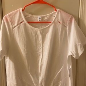 Old Navy White Tie Up Top w/ shoulder detail